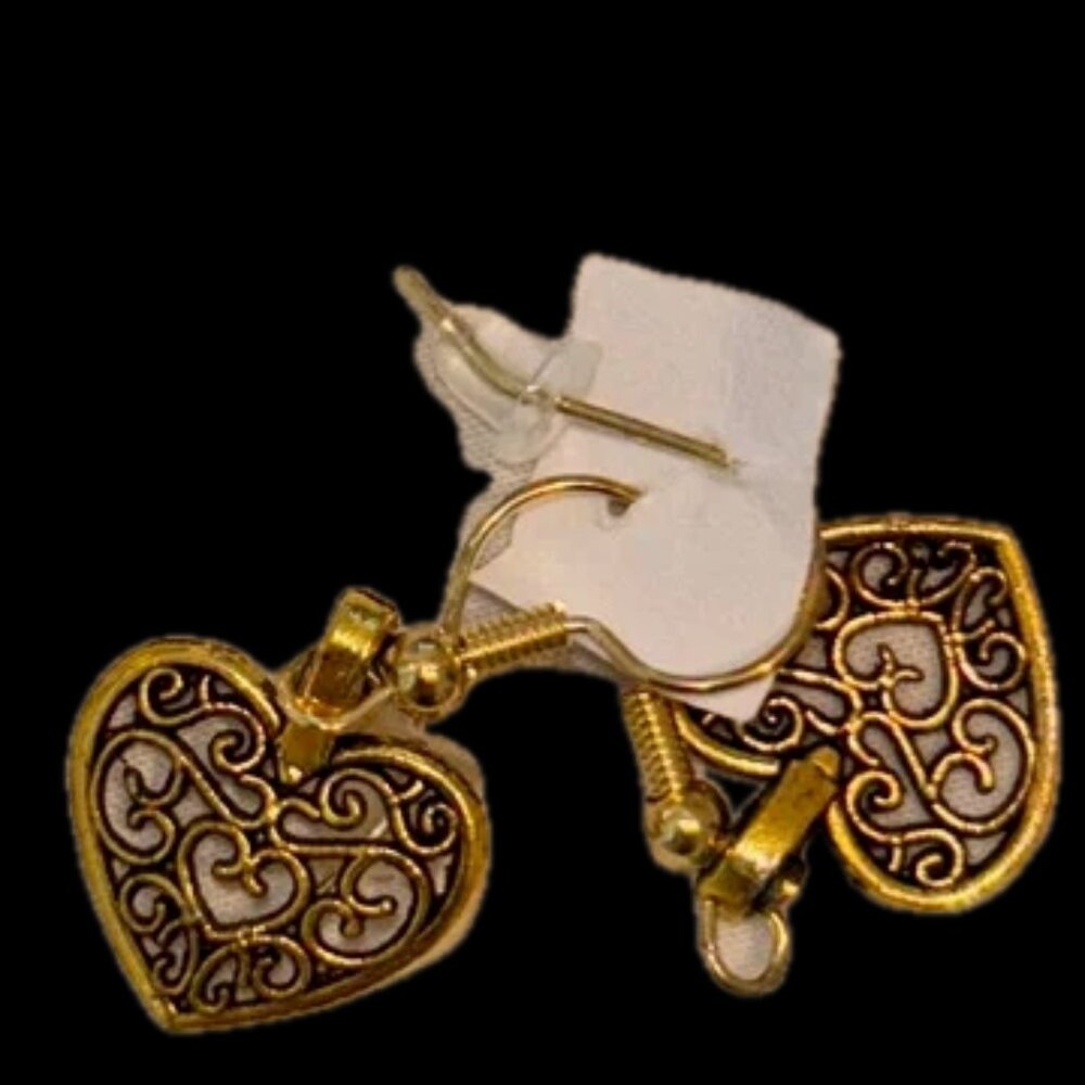 Nordstrom Heart Filigree Earrings NEW NWOT BRASS